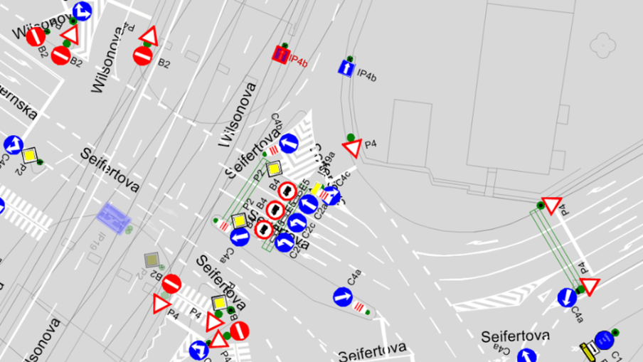 Obrázek z aplikace CDSw - Dopravní značení.