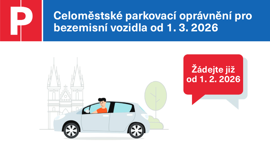 Leták k celoměstskému parkovacímu oprávnění pro bezemisní vozidla.