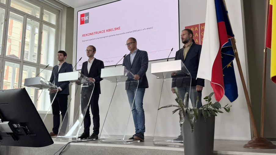 Tisková konference k rekonstrukci komunikace Kbelská v Praze.
