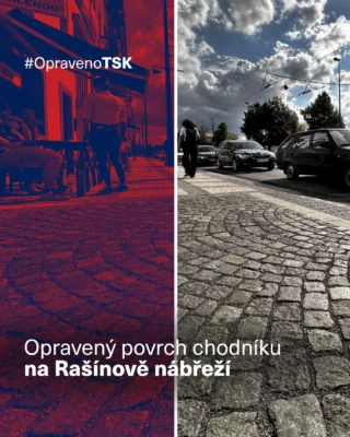 🚶‍♀️ Na Rašínově nábřeží v @mc_praha2 jsme v létě opravili povrch chodníku. Starý asfalt jsme nahradili tradiční mozaikovou dlažbou a vyrovnali obruby. 

Rašínovo nábřeží je jednou z nejvýznamnějších pražských promenád u Vltavy – každý den tudy projdou stovky lidí směřujících na náplavku či k Vyšehradu. 🏰

👷 Oprava si kladla za cíl zlepšit bezpečnost i vzhled tohoto frekventovaného místa. 

#TSKPraha #TSK #Praha #Rasinovonabrezi #oprava #rekonstrukce #chodnik
