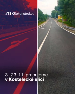⚠️ Řidiči, pozor, 3. 11. začínají dopravní omezení v Kostelecké ulici. 

V rámci souvislé údržby pokračujeme v úseku od ulice Červený Mlýn po kruhový objezd (Globus).

🗓️ Harmonogram prací:
1. etapa (severní polovina vozovky, tj. směr z Prahy): 3.–12. 11. 
2. etapa (jižní polovina vozovky): 13.–23. 11.

ℹ️ Po celou dobu prací bude úsek částečně uzavřený. Provoz bude vedený POUZE JEDNOSMĚRNĚ, a to vždy ve směru ke Globusu. Směr z centra bude neprůjezdný.

↪️ Objízdná trasa pro směr z centra je vedená přes ulice Tupolevova a Prosecká.

🛠️ Práce zahrnují frézování v tloušťce 10 cm, provedení lokálních sanací a vyrovnávku obrub. 

Děkujeme za trpělivost a pochopení. 🙏

#TSKPraha #TSK #Praha #dopravavPraze #rekonstrukce #oprava