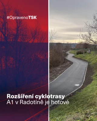 Další dobrá zpráva pro cyklisty – ještě před koncem roku jsme dokončili rozšíření cyklotrasy A1 v @mcpraha16! 🚴‍♀️

✅ Zhruba 95metrový úsek u venkovního fitness hřiště a hřbitova se dočkal výrazného zlepšení – a kdo jezdí na kole pravidelně, ten rozdíl pozná okamžitě. 

Původní stezka o šířce 2,5 metru už místy přestávala stačit. Nově má cyklotrasa ve směru na Černošice šířku 3,3–3,5 metru, takže je tu víc prostoru pro plynulou jízdu, míjení i pohodovější tempo. 🚲💨

Tam, kde stezka přiléhá ke svahu, jsme ji zajistili betonovou palisádou, aby bylo řešení nejen komfortní, ale i dlouhodobě stabilní. 

Omezení během prací se týkalo jen pěších a bylo minimální – teď už si trasu mohou všichni užívat naplno. 🎉

#TSKPraha #TSK #Praha #Praha16 #Radotin #cyklostezka