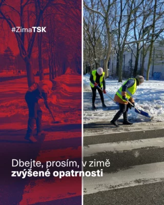 📢 AKTUÁLNÍ INFORMACE: Zimní údržba nemotoristických komunikací v Praze ❄️

Vzhledem k aktuálním povětrnostním podmínkám zintenzivňujeme úklid chodníků a dalších pěších tras a prodlužujeme první směnu 🕒. Naším prioritním úkolem je zmírňovat následky zimy a při intenzivním sněžení se musíme vracet na již dříve ošetřené komunikace 🔄.

Rozhodli jsme se proto o prodloužení ranní směny a počítáme i s druhou strojní noční směnou 🌙.

🚜 V terénu je veškerá dostupná technika.

👷 Stovky pracovníků se soustředí na nejvíce exponovaná místa, jako jsou okolí nemocnic, škol a zastávek MHD a na ně navazujících chodnících.

Prosíme o zvýšenou opatrnost při pohybu venku ⚠️ a děkujeme za  Vaše pochopení, že v době intenzivního sněžení nemůžeme být všude okamžitě. 🙏