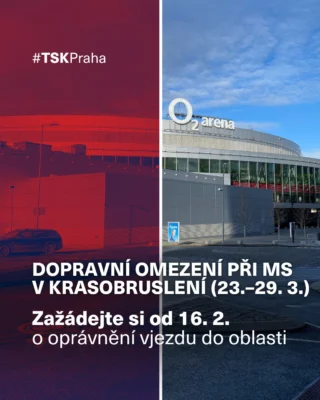 ⚠️ V termínu od 23. do 29. 3. zavádíme zvláštní dopravní režim v okolí O2 areny v @praha9_dobraadresa z důvodu konání Mistrovství světa v krasobruslení 2026. ⛸️

🗺️ Do vymezené oblasti (viz přiložená mapa) bude vjezd povolen pouze vozidlům s platným vjezdovým oprávněním. Kontrolu budou provádět hlídky Městské policie hl. m. Prahy na určených stanovištích. 🚓

✅ Držitelé platného dlouhodobého parkovacího oprávnění (rezidenti/abonenti) v dané oblasti nemusejí nic řešit – oprávnění k vjezdu bude k jejich registrační značce přiřazeno automaticky. 🅿️

📝 Pokud však oprávnění nemáte, je potřeba o něj požádat od 16.2.: 
- online přes Klientskou zónu na webu parking.praha.eu, 📲
- nebo osobně na výdejně Sokolovská 14/324, Praha 9.📍

Cílem opatření je zajištění dopravní obslužnosti a bezpečnosti v lokalitě. 🚗

‼️Důležité informace‼️

- Pro vydání je nutné doložit vztah k oblasti (nájemní smlouva, výpis z obchodního rejstříku, pracovní smlouva apod.). 📃
- Povinnost platí i pro elektromobily a motocykly. 🏍️
- Vydává se pouze jedno oprávnění na jednu osobu/registrační značku.🧍‍♂️
- Sazba návštěvnického parkování v zónách placeného stání bude po dobu akce navýšena na 40 Kč/hod nepřetržitě. 💰

ℹ️ Více informací najdete na webu: parking.praha.eu (sekce Aktuality).

Děkujeme za pochopení a spolupráci při zajištění plynulosti dopravy během této významné sportovní akce. 🙏🏻

#TSKPraha #TSK #Praha #Praha9 #dopravaPraha #MSkrasobrusleni2026 #O2arena #parkovaniPraha