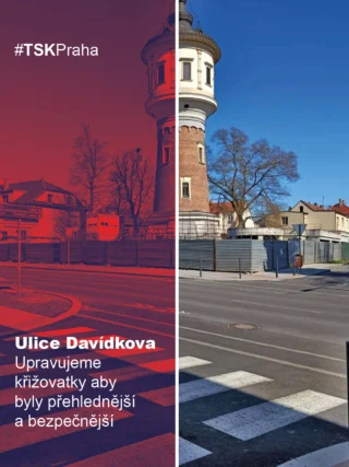 🚧 V ulici Davídkova v Praze 8 postupně upravujeme místní křižovatky, aby byly přehlednější a bezpečnější pro všechny účastníky provozu.

Jedna z nich už má novou podobu. Doplnili jsme upravená nároží, nové přechody pro chodce i bezbariérové úpravy, které usnadní pohyb například rodičům s kočárky nebo lidem s omezenou schopností pohybu. 🚶‍♀️

Součástí prací je také obnova povrchů a úpravy prostoru tak, aby zde byl provoz klidnější a pro řidiče i chodce čitelnější. 🚗

Na dalších úpravách v ulici Davídkova postupně pracujeme. 👍

#TSK #Praha