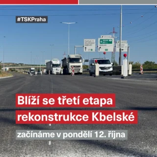 🚧 Rekonstrukce Kbelské míří do závěrečné etapy.

V pondělí 12. října zahájíme třetí a poslední část prací, která se zaměří na zbývající nájezdové a sjezdové rampy a mimoúrovňovou křižovatku Kbelská–D8.

Dočkáme se kompletní obnovy asfaltových povrchů, oprav kanalizačních vpustí a revizních šachet i výškového vyrovnání povrchových prvků inženýrských sítí. Část souvisejících prací se podařilo provést už během letních prázdnin.

📅 Od 12. do 23. října bude uzavřena sjezdová rampa do Veselské. V tomto úseku bude provoz na Kbelské veden jedním jízdním pruhem. Ostatní nájezdy a sjezdy zůstanou průjezdné.

Následovat bude druhá část závěrečné etapy, jejíž dopravní opatření budeme včas upřesňovat podle navazujících stavebních akcí v okolí.

Pokud práce proběhnou podle plánu, celý rekonstruovaný úsek se do plného provozu vrátí do 30. listopadu.

📍 Připomínáme, že všechny aktuální informace, omezení i průběžné novinky najdete přehledně na webu www.opravujeme.to

#TSK #Kbelska